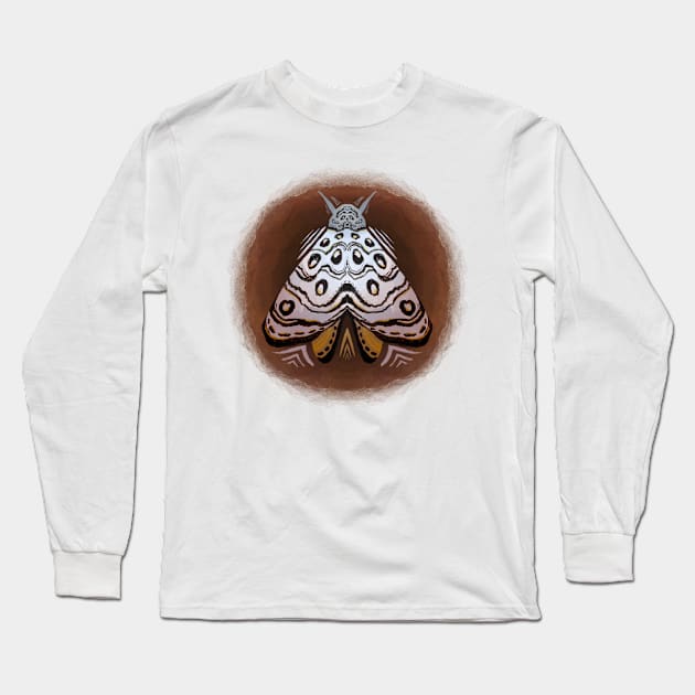 Fall Graphic Moth Sketch Artwork Long Sleeve T-Shirt by livelonganddraw